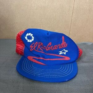 Vintage 80s El Rio Grande Puff Print Trucker Hat Snapback